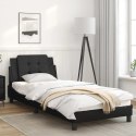 VidaXL Rama łóżka z LED, czarna, 90x190 cm, sztuczna skóra