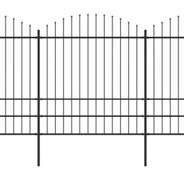 VidaXL Panele ogrodzeniowe z grotami, stal, (1,75-2) x 13,6 m, czarne