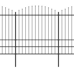 VidaXL Panele ogrodzeniowe z grotami, stal, (1,75-2) x 17 m, czarne