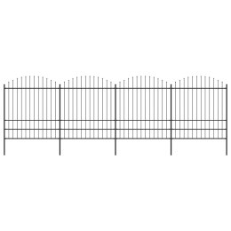 VidaXL Panele ogrodzeniowe z grotami, stal, (1,75-2) x 6,8 m, czarne