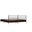 VidaXL Rama łóżka, brązowy dąb, 135x190 cm, materiał drewnopochodny