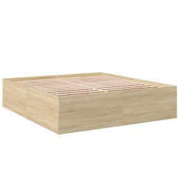 VidaXL Rama łóżka, dąb sonoma, 200x200 cm, materiał drewnopochodny
