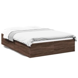 VidaXL Rama łóżka, brązowy dąb, 140x190 cm, materiał drewnopochodny