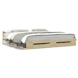 VidaXL Rama łóżka z szufladami, dąb sonoma, 180x200 cm