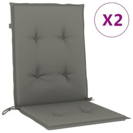 VidaXL Poduszki na krzesła z niskim oparciem, 2 szt., ciemnoszare