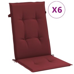 VidaXL Poduszki na krzesła z wysokim oparciem, 6 szt., bordowy melanż