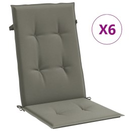 VidaXL Poduszki na krzesła z wysokim oparciem, 6 szt., ciemnoszare