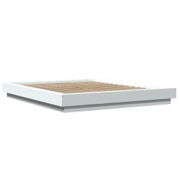 VidaXL Rama łóżka z LED, biała, 150x200 cm, materiał drewnopochodny