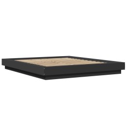VidaXL Rama łóżka z LED, czarna, 160x200 cm, materiał drewnopochodny