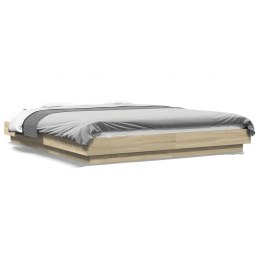VidaXL Rama łóżka z LED, dąb sonoma, 150x200 cm