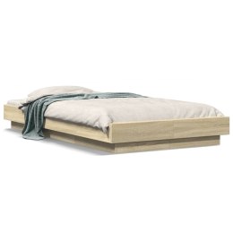VidaXL Rama łóżka z LED, dąb sonoma, 90x200cm, materiał drewnopochodny