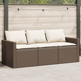 VidaXL Sofa ogrodowa z poduszkami, 3-osobowa, brązowa, polirattan