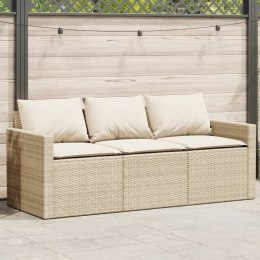 VidaXL Sofa ogrodowa z poduszkami, 3-osobowa, beż, polirattan
