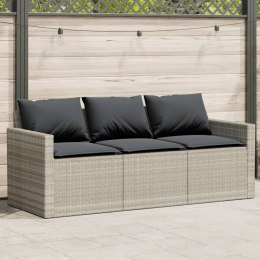 VidaXL Sofa ogrodowa z poduszkami, 3-osobowa, jasnoszara, polirattan