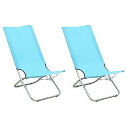 VidaXL Składane krzesła plażowe, 2 szt., turkusowe, obite tkaniną