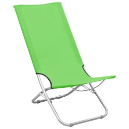 VidaXL Składane krzesła plażowe, 2 szt., zielone, obite tkaniną