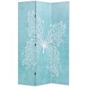 VidaXL Składany parawan, 120x170 cm, niebieski z motylem