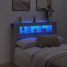 VidaXL Wezgłowie łóżka z LED, szary dąb sonoma, 140x18,5x103,5 cm