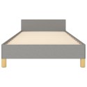 VidaXL Rama łóżka z zagłówkiem, jasnoszara, 90x190 cm, obita tkaniną