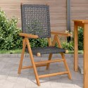 VidaXL Krzesła ogrodowe, 2 szt., czarne, drewno akacjowe i polirattan