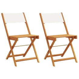 VidaXL Krzesła bistro, 2 szt., kremowe, lite drewno akacjowe i tkanina