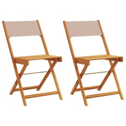 VidaXL Krzesła bistro, 2 szt., taupe, lite drewno akacjowe i tkanina