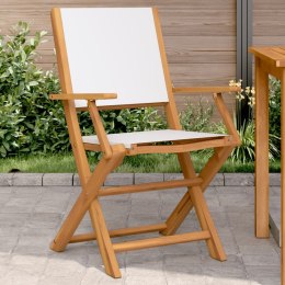 VidaXL Krzesła ogrodowe, 2 szt., kremowe, drewno akacjowe i tkanina