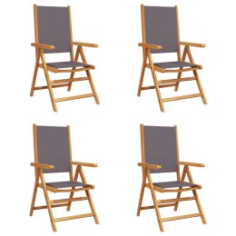 VidaXL Rozkładane krzesła ogrodowe, 4 szt., antracyt, drewno i tkanina