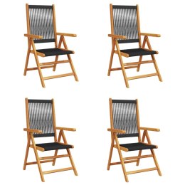 VidaXL Rozkładane krzesła ogrodowe, 4 szt., czarne, drewno akacjowe