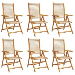 VidaXL Rozkładane krzesła ogrodowe, 6 szt., beżowe, drewno akacjowe