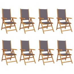 VidaXL Rozkładane krzesła ogrodowe, 8 szt., antracyt, drewno i tkanina