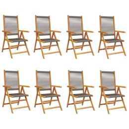 VidaXL Rozkładane krzesła ogrodowe, 8 szt., szare, drewno akacjowe