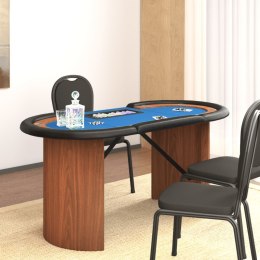 Stół pokerowy 10 os., taca na żetony, niebieski, 160x80x75 cm