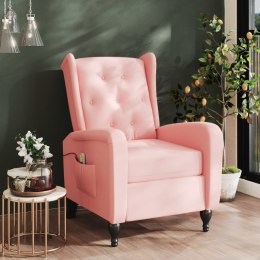 VidaXL Rozkładany fotel masujący, różowy, obity aksamitem