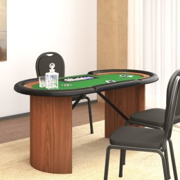 Stół pokerowy dla 10 os., taca na żetony, zielony, 160x80x75 cm