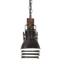 VidaXL Industrialna lampa sufitowa, czarna, E27, drewno mango