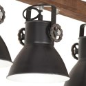 VidaXL Industrialna lampa sufitowa, czarna, E27, drewno mango