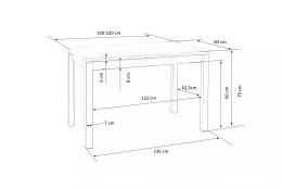 TIAGO 2 stół rozkładany 140-220/80 blat: biały, nogi: biały