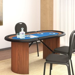 Stół pokerowy dla 10 osób, niebieski, 160x80x75 cm