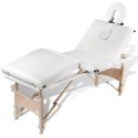Składany stół do masażu z drewnianą ramą, 4 strefy, kremowy