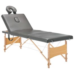 Stół do masażu, 4-strefowy, drewniana rama, antracyt, 186x68 cm