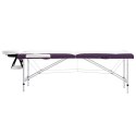 2-strefowy, składany stół do masażu, aluminium, biało-fioletowy