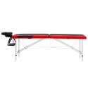 2-strefowy, składany stół do masażu, aluminium, czarno-czerwony