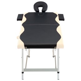 Składany stół do masażu, 2-strefowy, aluminiowy, czarno-beżowy