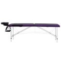 Składany stół do masażu 2-strefowy, aluminium, czarno-fioletowy