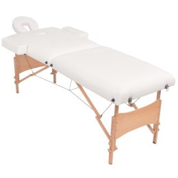 Składany, 2-strefowy stół do masażu ze stołkiem, biały