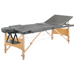 Stół do masażu, 3-strefowy, drewniana rama, antracyt, 186x68 cm