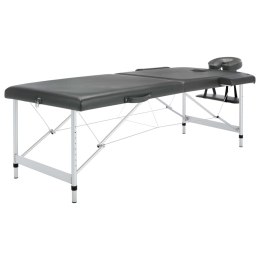 Stół do masażu, 2-strefowy, aluminiowa rama, antracyt 186x68 cm