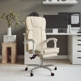 Rozkładany fotel biurowy, kremowy, sztuczna skóra
