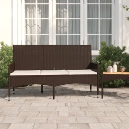3-osobowa ławka ogrodowa z poduszkami, brązowa, polirattan